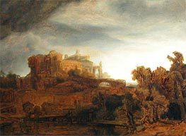 Landscape with Castle | Rembrandt | Painting Reproduction