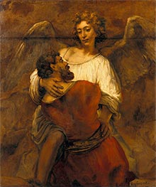 Jacob Wrestling with the Angel | Rembrandt | Painting Reproduction