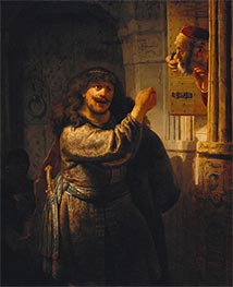 Simson bedroht seinen Schwiegervater, 1635 von Rembrandt | Leinwand Kunstdruck