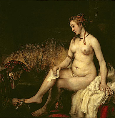 Bathseba in ihrem Bad, 1654 | Rembrandt | Giclée Leinwand Kunstdruck