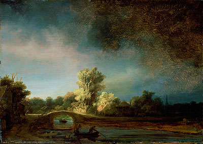 Landscape with Stone Bridge, c.1638 | Rembrandt | Giclée Leinwand Kunstdruck