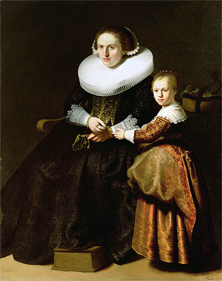 Susanna van Collen, Wife of Jean Pellicorne with Her Daughter Anna, c.1632 | Rembrandt | Giclée Leinwand Kunstdruck