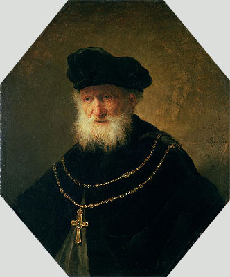 Head of an Old Man wearing a Cross, 1630 | Rembrandt | Giclée Canvas Print