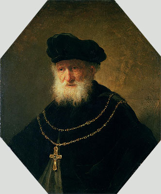 Kopf eines alten Mannes mit Kreuz, 1630 | Rembrandt