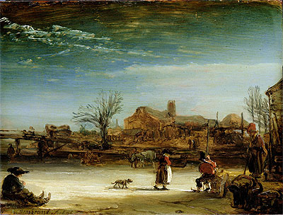 Winterlandschaft, 1646 | Rembrandt | Giclée Leinwand Kunstdruck
