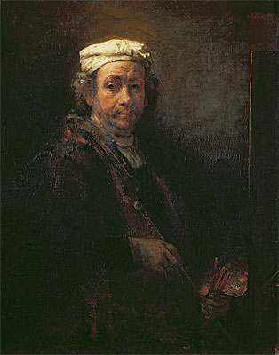 Self Portrait at his Easel, 1660 | Rembrandt | Giclée Leinwand Kunstdruck