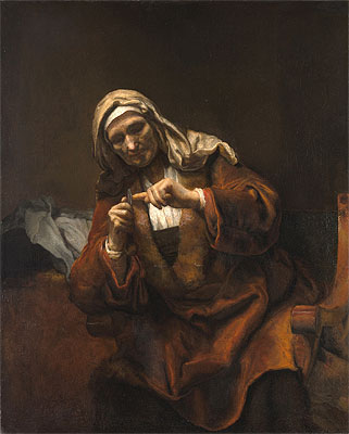 Old Woman Cutting Her Nails, 1648 | Rembrandt | Giclée Leinwand Kunstdruck