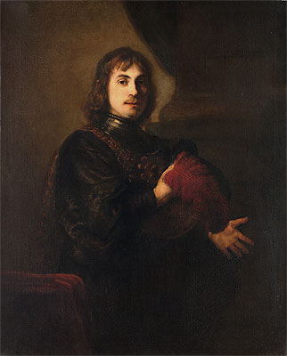Portrait of a Man with a Breastplate and Plumed Hat, n.d. | Rembrandt | Giclée Canvas Print