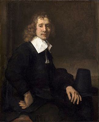 Ein junger Mann an einem Tisch (möglicherweise Govaert Flinck), c.1660 | Rembrandt