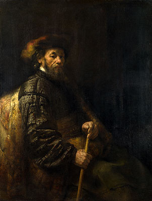A Seated Man with a Stick, n.d. | Rembrandt | Giclée Canvas Print