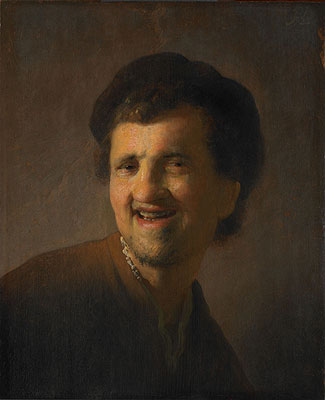 Laughing Young Man (Self Portrait), 1630 | Rembrandt | Giclée Leinwand Kunstdruck