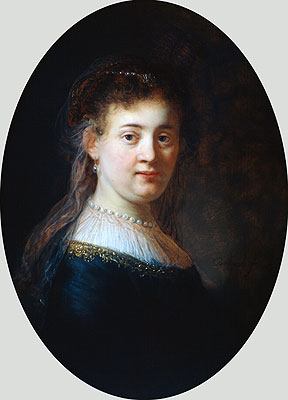 Portrait of a Woman (Saskia van Uylenburgh), 1633 | Rembrandt | Giclée Leinwand Kunstdruck