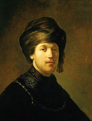 Ein junger Mann mit Turban, 1631 von Rembrandt | Leinwand-Kunstdruck