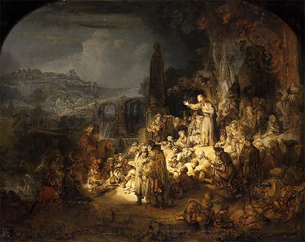 Die Predigt Johannes des Täufers, c.1634/35 | Rembrandt | Giclée Leinwand Kunstdruck
