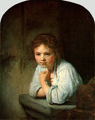 Young Girl in the Window, 1645 | Rembrandt | Giclée Leinwand Kunstdruck