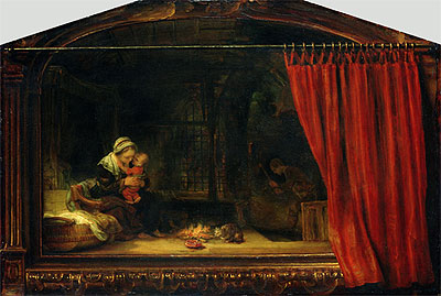 Die Heilige Familie mit dem Vorhang, 1646 | Rembrandt | Giclée Leinwand Kunstdruck