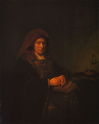 Old Woman Holding Glasses, 1643 | Rembrandt | Giclée Leinwand Kunstdruck