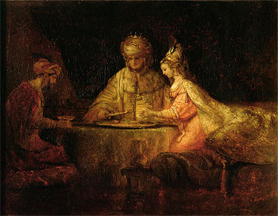 Ahasuerus, Haman and Esther, 1660 | Rembrandt | Giclée Canvas Print