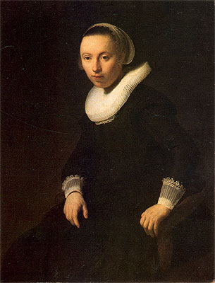 Young Woman in a Chair, 1632 | Rembrandt | Giclée Leinwand Kunstdruck
