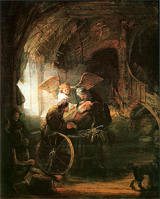 Tobias geheilt mit seinem Sohn, 1636 von Rembrandt | Leinwand-Kunstdruck