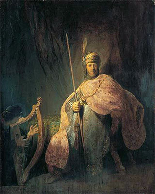 David Playing the Harp before Saul, c.1630 | Rembrandt | Giclée Canvas Print