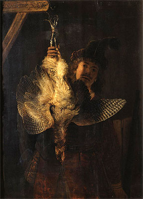Self Portrait with Bittern, 1639 by Rembrandt | Canvas Print