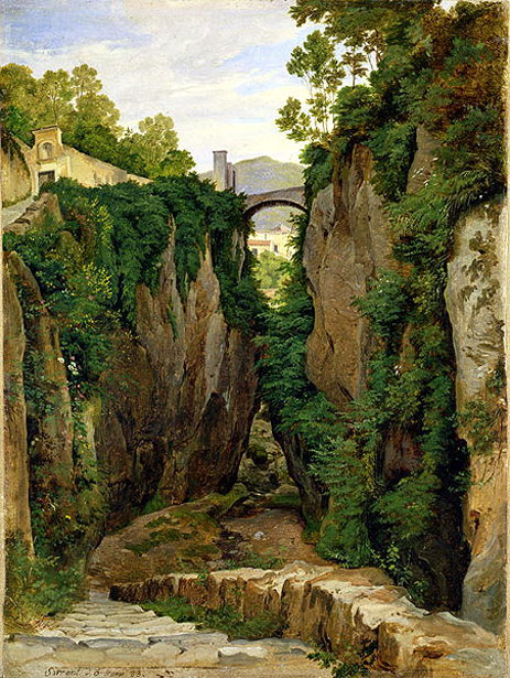 Eine Felsschlucht bei Sorrent, 1823 | Heinrich Reinhold | Giclée Leinwand Kunstdruck