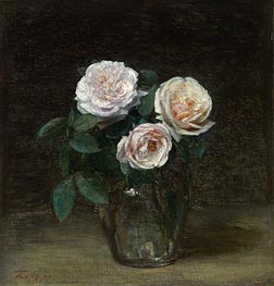 Still Life - Roses, 1877 by Fantin-Latour | Canvas Print