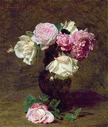 Pink and White Roses | Fantin-Latour | Painting Reproduction