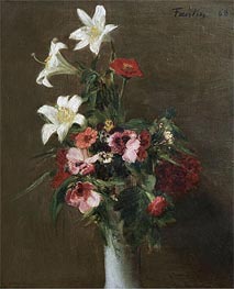 Fantin-Latour | Flowers in a Porcelain Vase, 1863 | Giclée Canvas Print