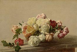 Schüssel Rosen auf Marmortisch, 1885 von Fantin-Latour | Kunstdruck