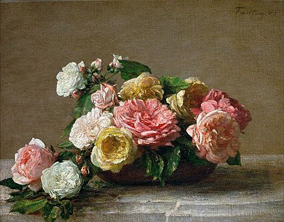 Roses in einer Schüssel, 1882 | Fantin-Latour | Giclée Leinwand Kunstdruck