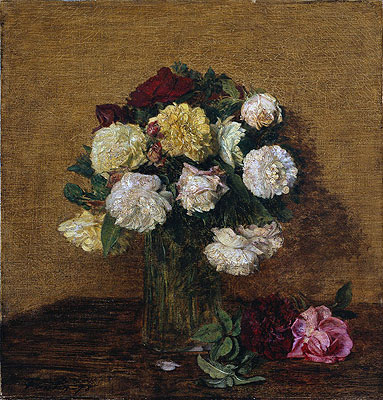Roses in a Vase, 1878 | Fantin-Latour | Giclée Canvas Print