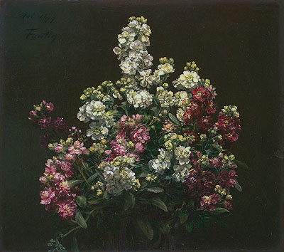 White and Purple Stock, 1877 | Fantin-Latour | Giclée Canvas Print