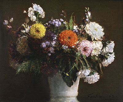 Fantin-Latour | Stillleben mit Chrysanthemen, 1862 | Giclée Leinwand Kunstdruck
