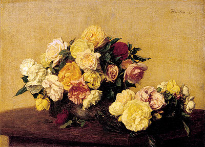 Roses in a Bowl and Dish, 1885 | Fantin-Latour | Giclée Canvas Print