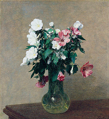 White and Pink Mallows in a Vase, 1895 | Fantin-Latour | Giclée Canvas Print