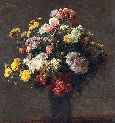 Chrysanthemums In Vase, 1875 | Fantin-Latour | Giclée Canvas Print