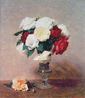 Roses in a Vase with Stem, 1890 | Fantin-Latour | Giclée Canvas Print