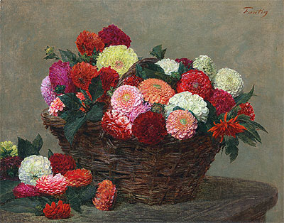 Basket of Dahlias, 1893 | Fantin-Latour | Giclée Canvas Print