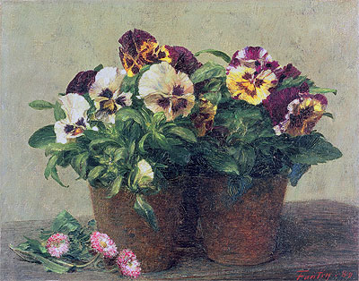 Still Life of Pansies and Daisies, 1889 | Fantin-Latour | Giclée Canvas Print