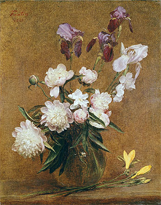 Blumenstrauß mit Pfingstrosen und Iris, 1883 | Fantin-Latour