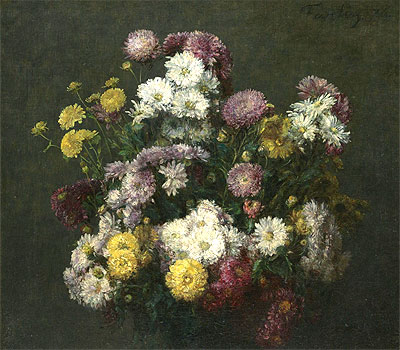 Flowers, Chrysanthemums, 1876 | Fantin-Latour | Giclée Canvas Print