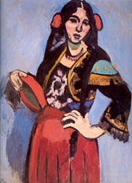 Spanisch mit Tamburin, 1909 von Matisse | Leinwand Kunstdruck