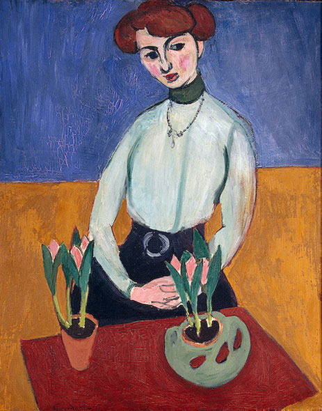 Mädchen mit Tulpen, 1910 | Matisse | Giclée Leinwand Kunstdruck