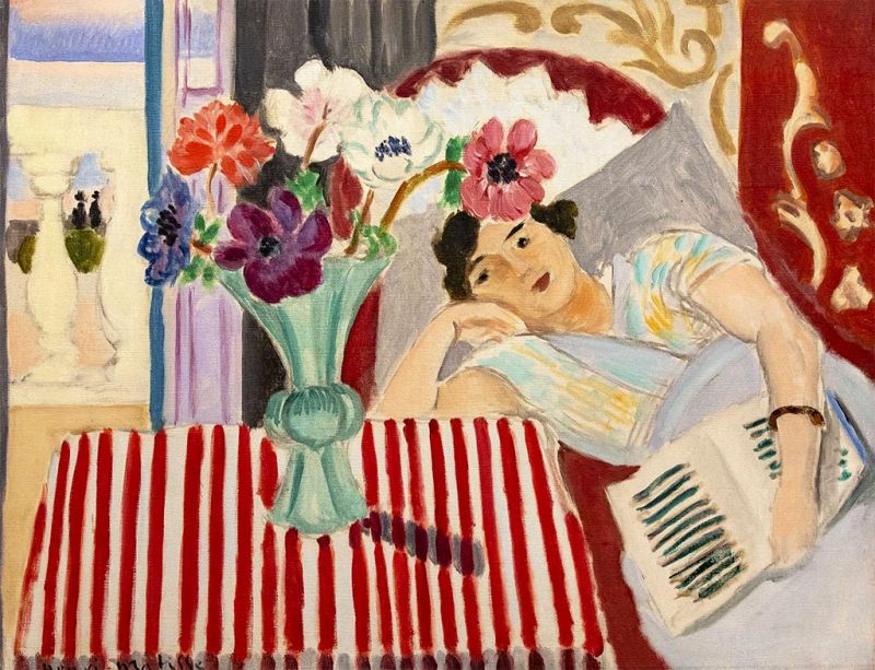 Frau und Anemonen, c.1920/21 | Matisse | Giclée Leinwand-Kunstdruck