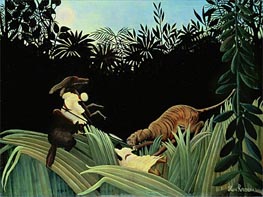 Pfadfinder von einem Tiger angegriffen, 1904 von Henri Rousseau | Leinwand Kunstdruck