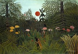 Jungle with Setting Sun, 1910 by Henri Rousseau | Giclée Art Print