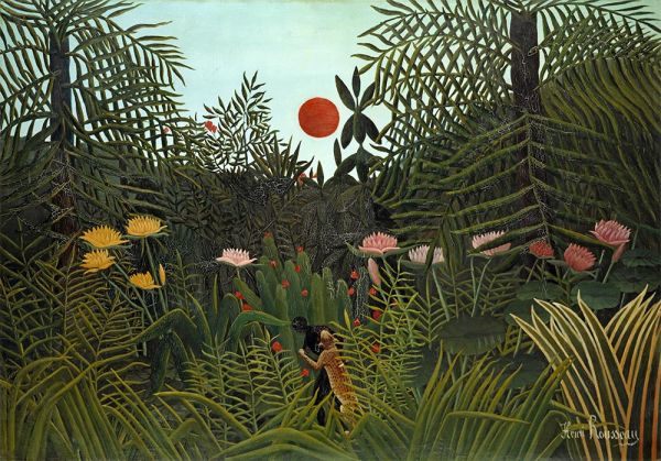 Henri Rousseau | Jungle with Setting Sun, 1910 | Giclée Canvas Print