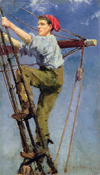 Going Aloft, c.1886 | Tuke | Giclée Leinwand Kunstdruck
